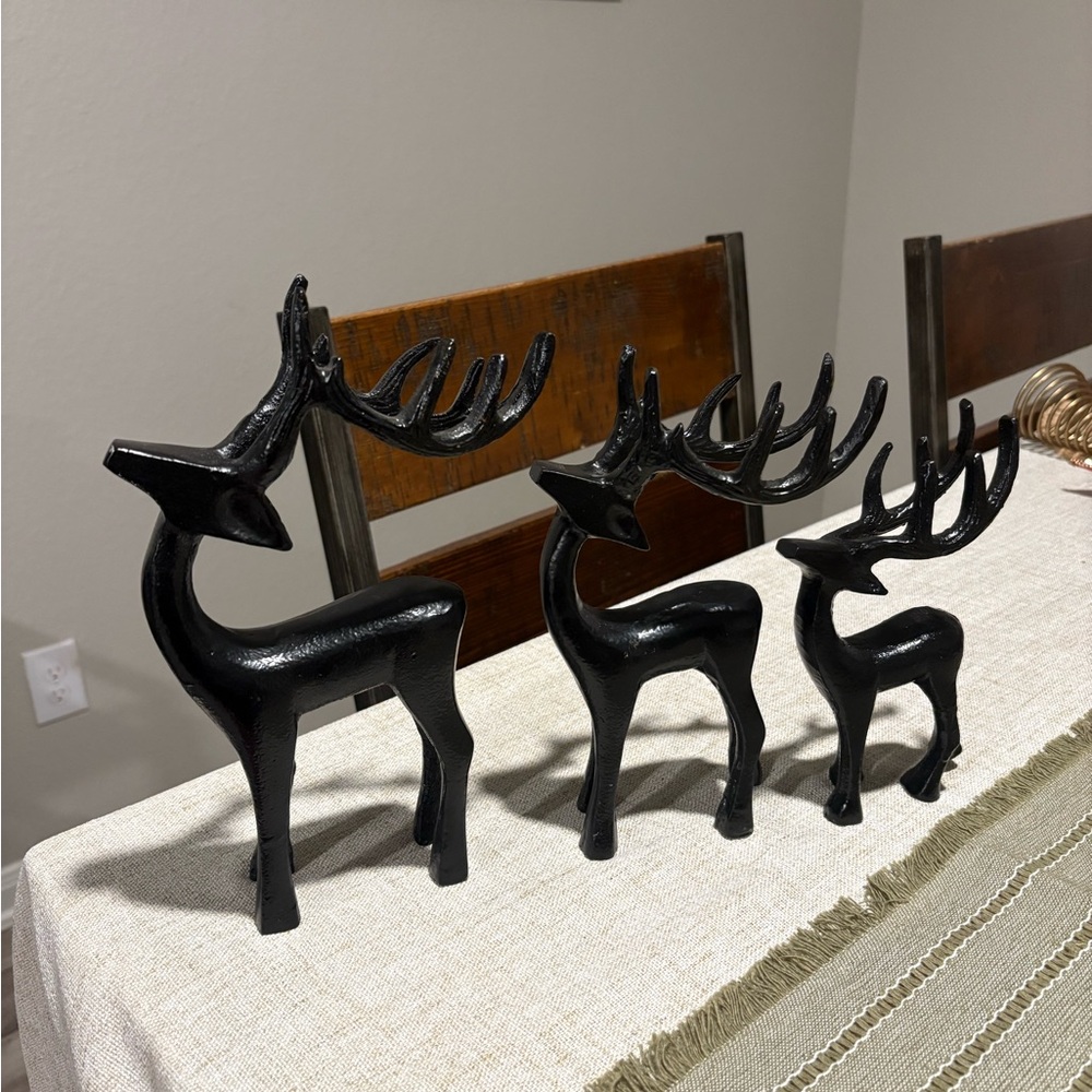 Black Reindeer Figurine Set